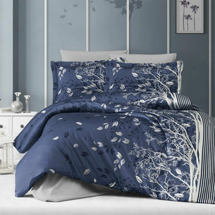 Постельное белье First Choice LIVING хлопковый сатин navy blue евро