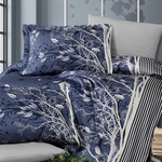 Постельное белье First Choice LIVING хлопковый сатин navy blue евро, фото, фотография