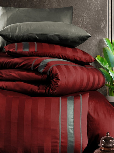 Постельное белье First Choice ARTWEL хлопковый сатин делюкс dark red евро, фото, фотография