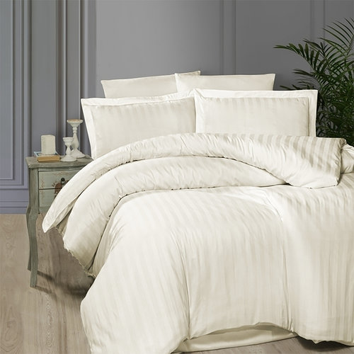 Постельное белье First Choice BROAD LINE хлопковый сатин cream евро, фото, фотография