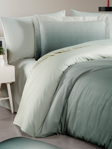 Постельное белье First Choice CAYLEE хлопковый сатин green евро, фото, фотография