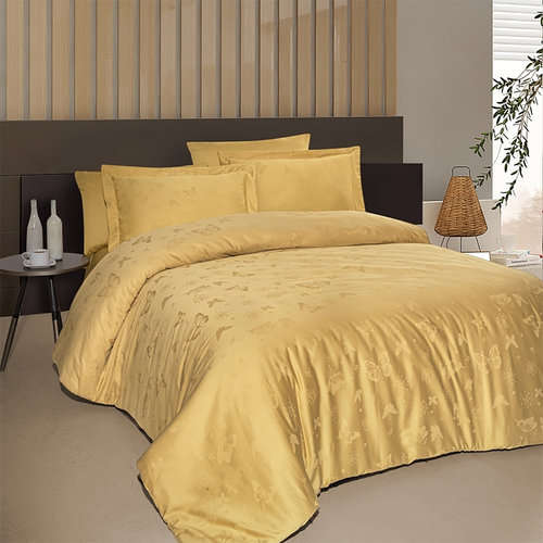 Постельное белье First Choice CORINA хлопковый сатин-жаккард ocher евро, фото, фотография