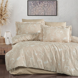 Постельное белье First Choice CARMINA хлопковый сатин cappuccino евро