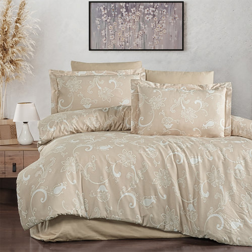 Постельное белье First Choice CARMINA хлопковый сатин cappuccino евро, фото, фотография