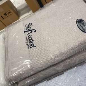 Полотенце для ванной Soft Cotton DELUXE махра хлопок/модал светло-бежевый 75х150