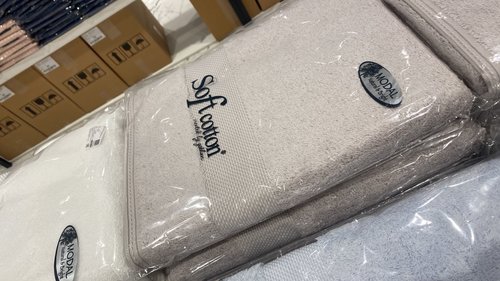 Полотенце для ванной Soft Cotton DELUXE махра хлопок/модал светло-бежевый 75х150, фото, фотография
