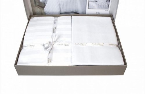 Постельное белье Karven BROAD LINE хлопковый сатин white 1,5 спальный, фото, фотография