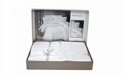 Постельное белье Karven BROAD LINE хлопковый сатин white 1,5 спальный, фото, фотография