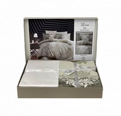Постельное белье Karven LONA хлопковый сатин dark green 1,5 спальный, фото, фотография