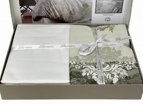 Постельное белье Karven LONA хлопковый сатин dark green 1,5 спальный, фото, фотография