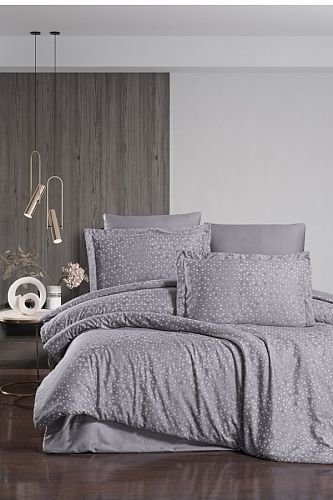 Постельное белье Karven MEGAN хлопковый сатин quicksilver 1,5 спальный, фото, фотография