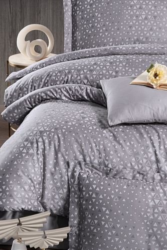 Постельное белье Karven MEGAN хлопковый сатин quicksilver 1,5 спальный, фото, фотография