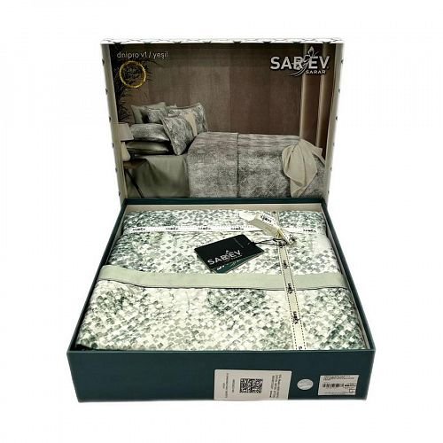 Постельное белье Sarev DNIPRO хлопковый сатин делюкс yesil евро, фото, фотография