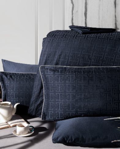 Постельное белье Karven RODEL хлопковый сатин делюкс navy blue евро, фото, фотография