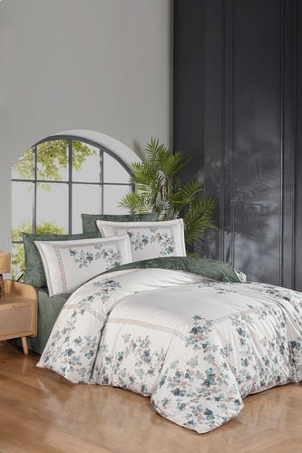 Постельное белье Karven LINA хлопковый сатин делюкс green евро, фото, фотография