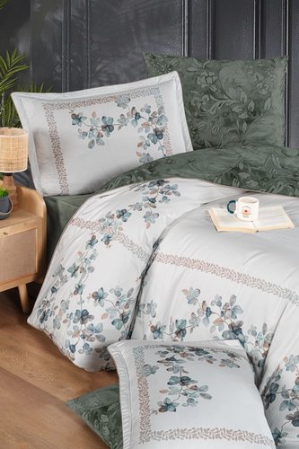 Постельное белье Karven LINA хлопковый сатин делюкс green евро, фото, фотография