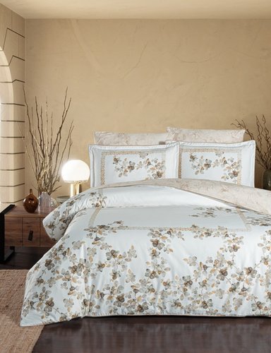 Постельное белье Karven LINA хлопковый сатин делюкс beige евро, фото, фотография