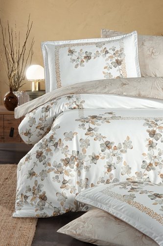 Постельное белье Karven LINA хлопковый сатин делюкс beige евро, фото, фотография