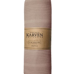 Плед-покрывало пике Karven PURE SIMPLE хлопковая вафля acik kahve 210х235
