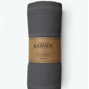 Плед-покрывало пике Karven PURE SIMPLE хлопковая вафля antrasit 210х235
