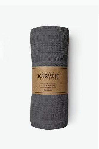 Плед-покрывало пике Karven PURE SIMPLE хлопковая вафля antrasit 210х235, фото, фотография