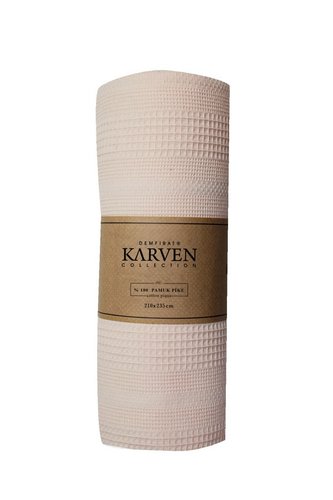 Плед-покрывало пике Karven PURE SIMPLE хлопковая вафля bej 210х235, фото, фотография