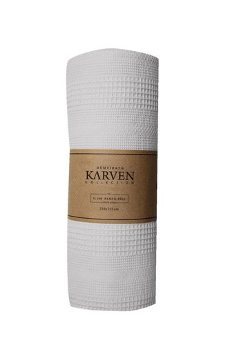 Плед-покрывало пике Karven PURE SIMPLE хлопковая вафля gri 210х235, фото, фотография