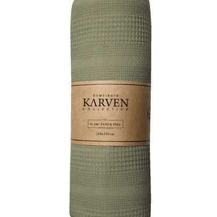 Плед-покрывало пике Karven PURE SIMPLE хлопковая вафля haki 210х235