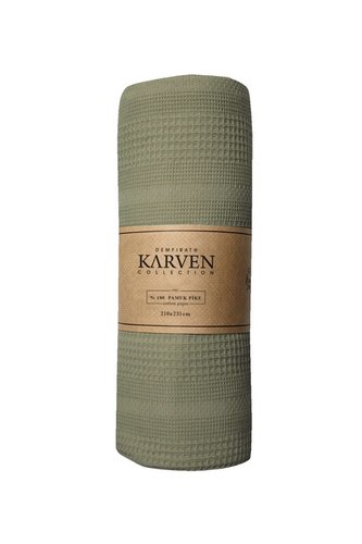 Плед-покрывало пике Karven PURE SIMPLE хлопковая вафля haki 210х235, фото, фотография