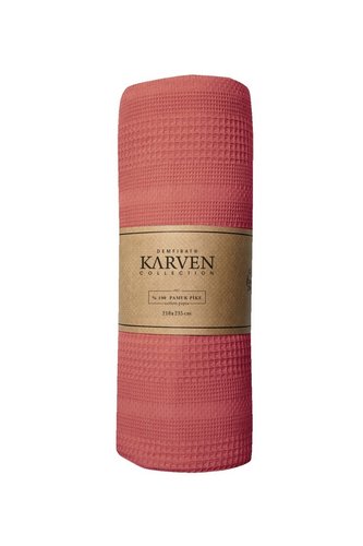Плед-покрывало пике Karven PURE SIMPLE хлопковая вафля kiremit 210х235, фото, фотография