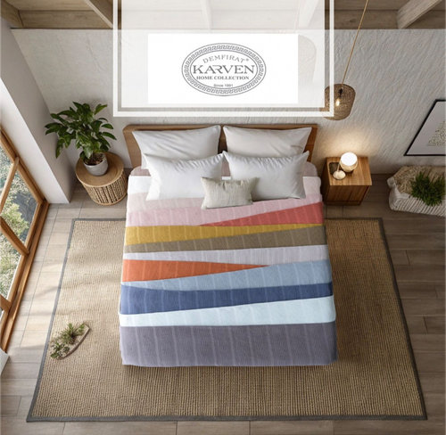 Плед-покрывало пике Karven PURE SIMPLE хлопковая вафля kiremit 210х235, фото, фотография