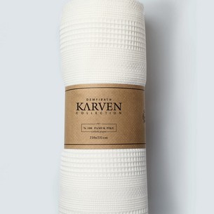 Плед-покрывало пике Karven PURE SIMPLE хлопковая вафля krem 210х235