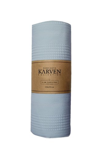 Плед-покрывало пике Karven PURE SIMPLE хлопковая вафля mavi 210х235, фото, фотография
