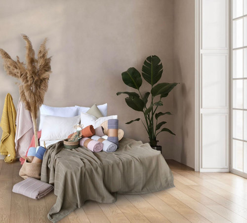 Плед-покрывало пике Karven PURE SIMPLE хлопковая вафля mavi 210х235, фото, фотография