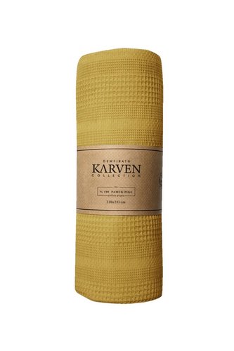 Плед-покрывало пике Karven PURE SIMPLE хлопковая вафля olive 210х235, фото, фотография