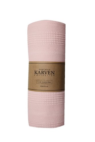 Плед-покрывало пике Karven PURE SIMPLE хлопковая вафля pudra 210х235, фото, фотография