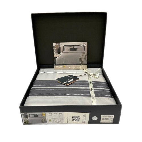 Постельное белье Sarev LAYANA хлопковый сатин делюкс gri евро, фото, фотография