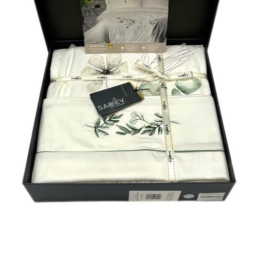 Постельное белье Sarev LEANDRA JAKARLI хлопковый сатин beyaz евро, фото, фотография