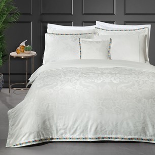 Постельное белье Sarev SHAKIRA JAKARLI хлопковый сатин beyaz евро