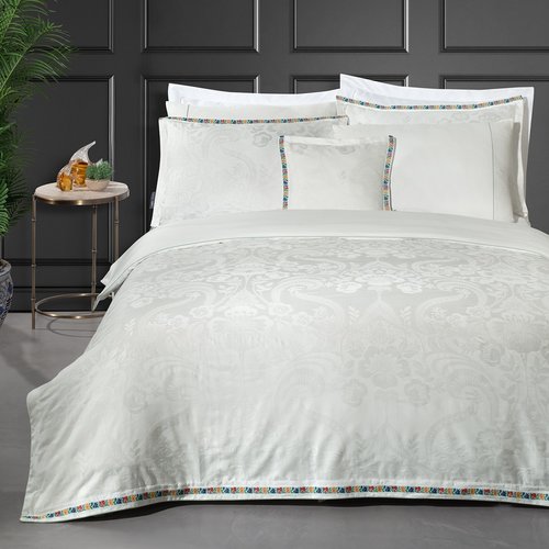 Постельное белье Sarev SHAKIRA JAKARLI хлопковый сатин beyaz евро, фото, фотография