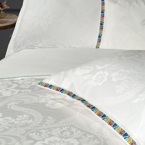 Постельное белье Sarev SHAKIRA JAKARLI хлопковый сатин beyaz евро, фото, фотография