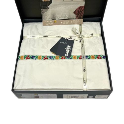 Постельное белье Sarev SHAKIRA JAKARLI хлопковый сатин beyaz евро, фото, фотография