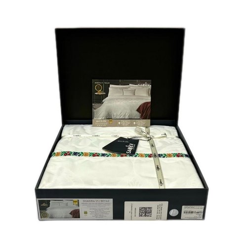 Постельное белье Sarev SHAKIRA JAKARLI хлопковый сатин beyaz евро, фото, фотография