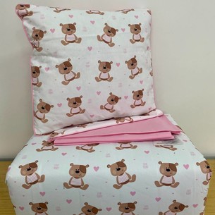 Детское постельное белье в кроватку с одеялом и подушкой Maison Dor BEBICO SNOOPY хлопковый сатин розовый