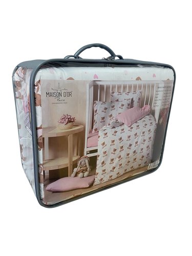 Детское постельное белье в кроватку с одеялом и подушкой Maison Dor BEBICO SNOOPY хлопковый сатин розовый, фото, фотография