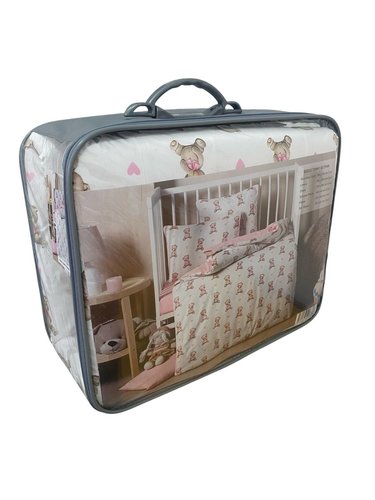 Детское постельное белье в кроватку с одеялом и подушкой Maison Dor BEBICO TOMMY хлопковый сатин розовый, фото, фотография