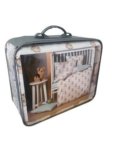 Детское постельное белье в кроватку с одеялом и подушкой Maison Dor BEBICO TOMMY хлопковый сатин голубой, фото, фотография