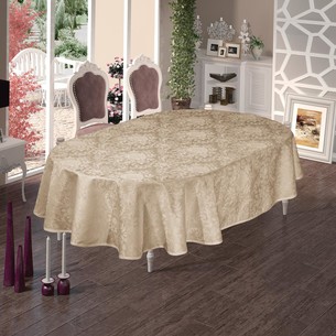 Скатерть овальная DO&CO BEGONYA жаккард капучино 160х220