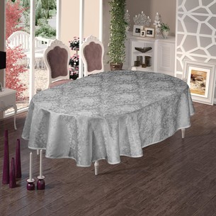 Скатерть овальная DO&CO BEGONYA жаккард серый 160х220