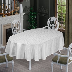 Скатерть овальная DO&CO NERGIS жаккард белый 160х220